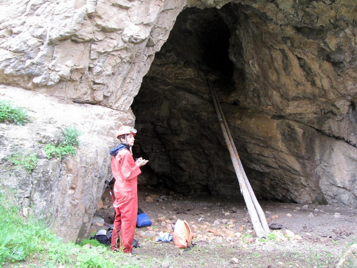 At the entrance to the next cave