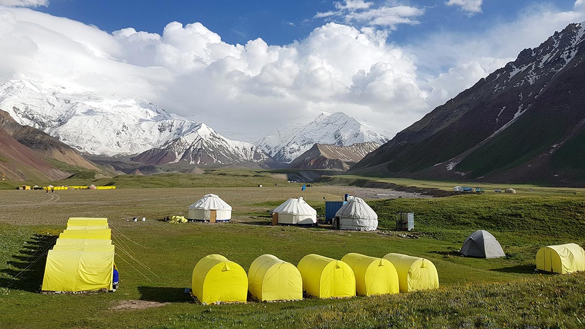 Base Camp of the Asia Mountains at the foot of Lenin Peak